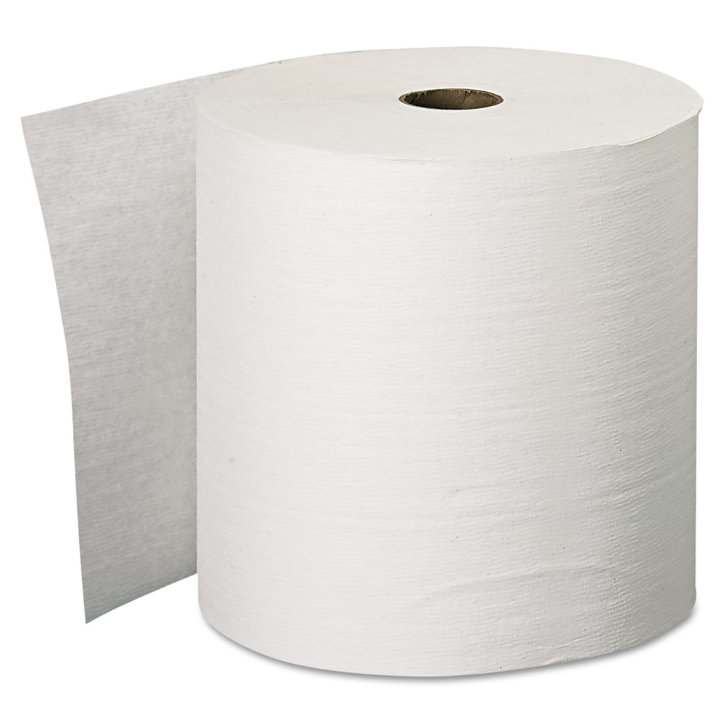 Hard Roll Paper Towels with Premium Absorbency Pockets, 1-Ply, 8" x 600 ft, 1.5" Core, White, 6 Rolls/Carton - 