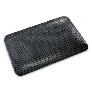 Industrial Deck Plate Anti-Fatigue Mat, Vinyl, 36 x 60, Black - 