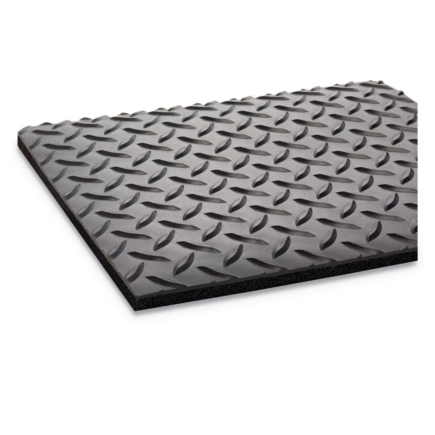Industrial Deck Plate Anti-Fatigue Mat, Vinyl, 36 x 60, Black - 