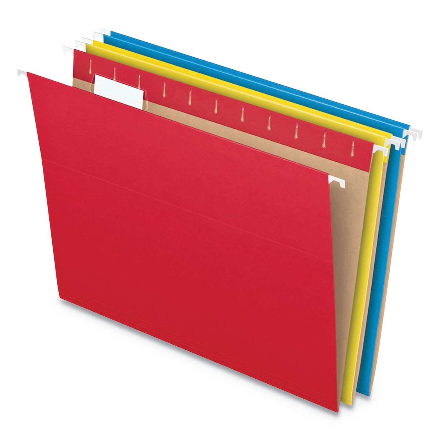 Colored Hanging Folders, Letter Size, 1/5-Cut Tabs, Three-Color Assortment, 25/Box - 