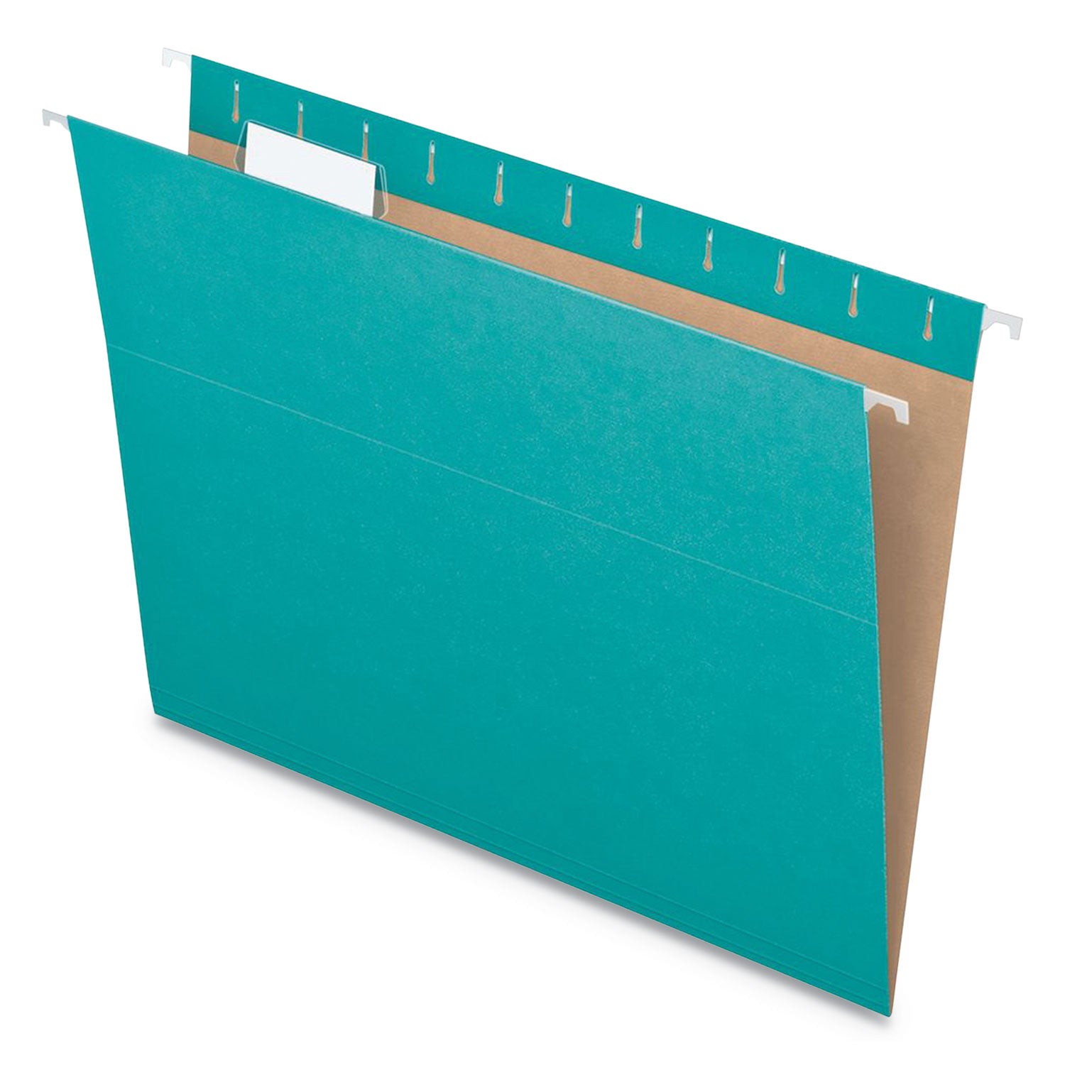 Colored Hanging Folders, Letter Size, 1/5-Cut Tabs, Aqua, 25/Box - 