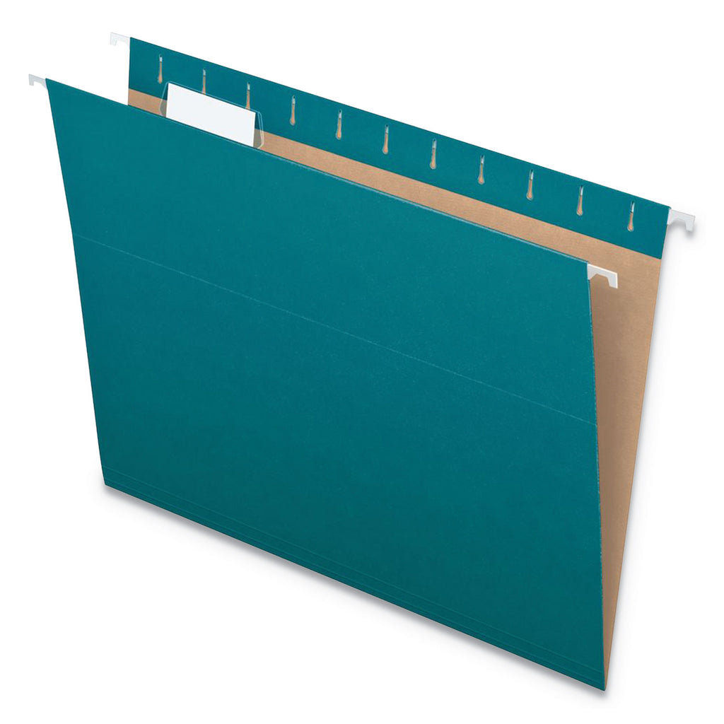 Colored Hanging Folders, Letter Size, 1/5-Cut Tabs, Teal, 25/Box