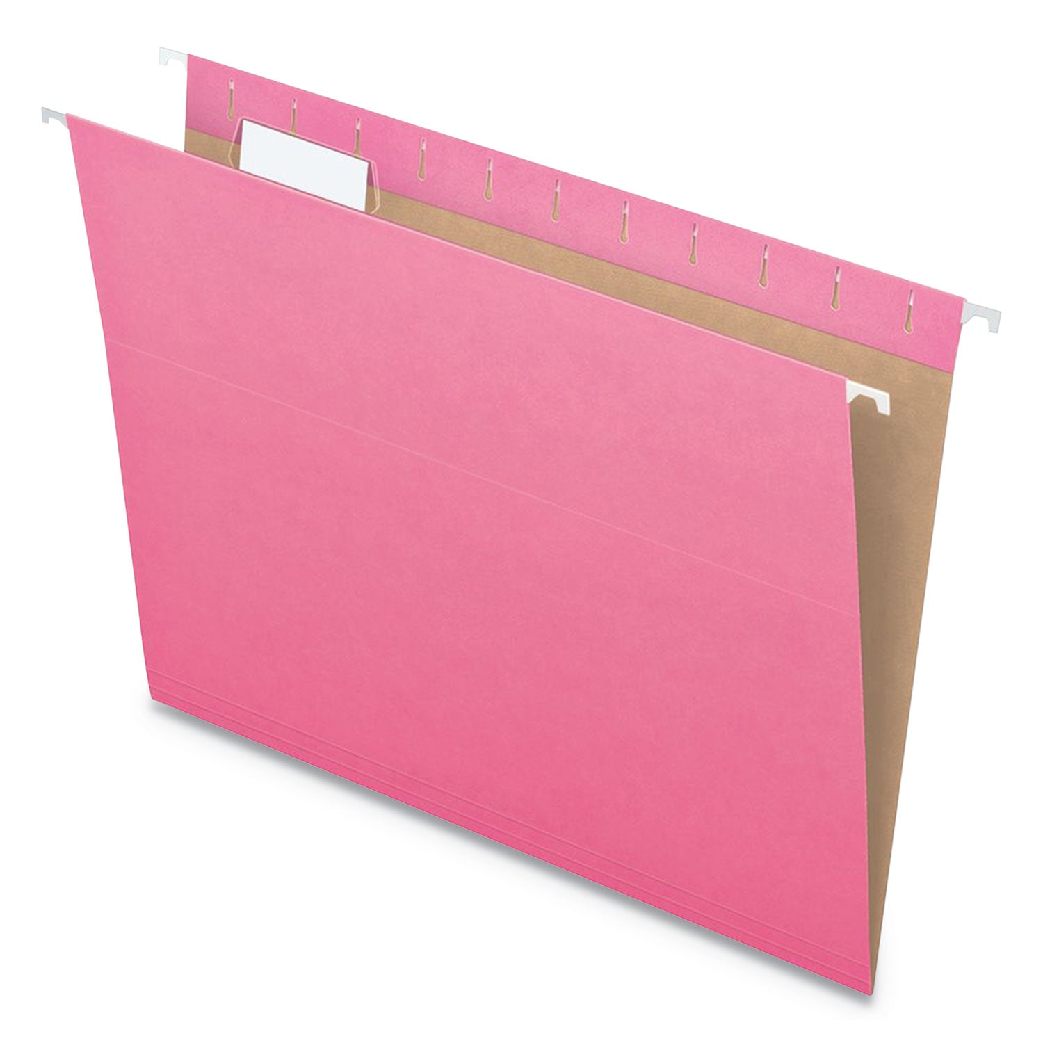 Colored Hanging Folders, Letter Size, 1/5-Cut Tabs, Pink, 25/Box - 