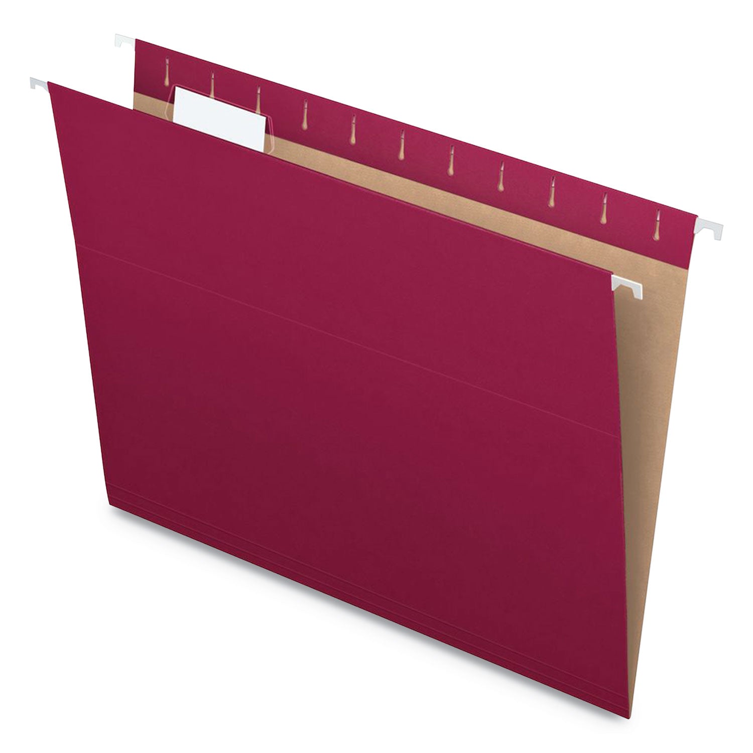 Colored Hanging Folders, Letter Size, 1/5-Cut Tabs, Burgundy, 25/Box - 