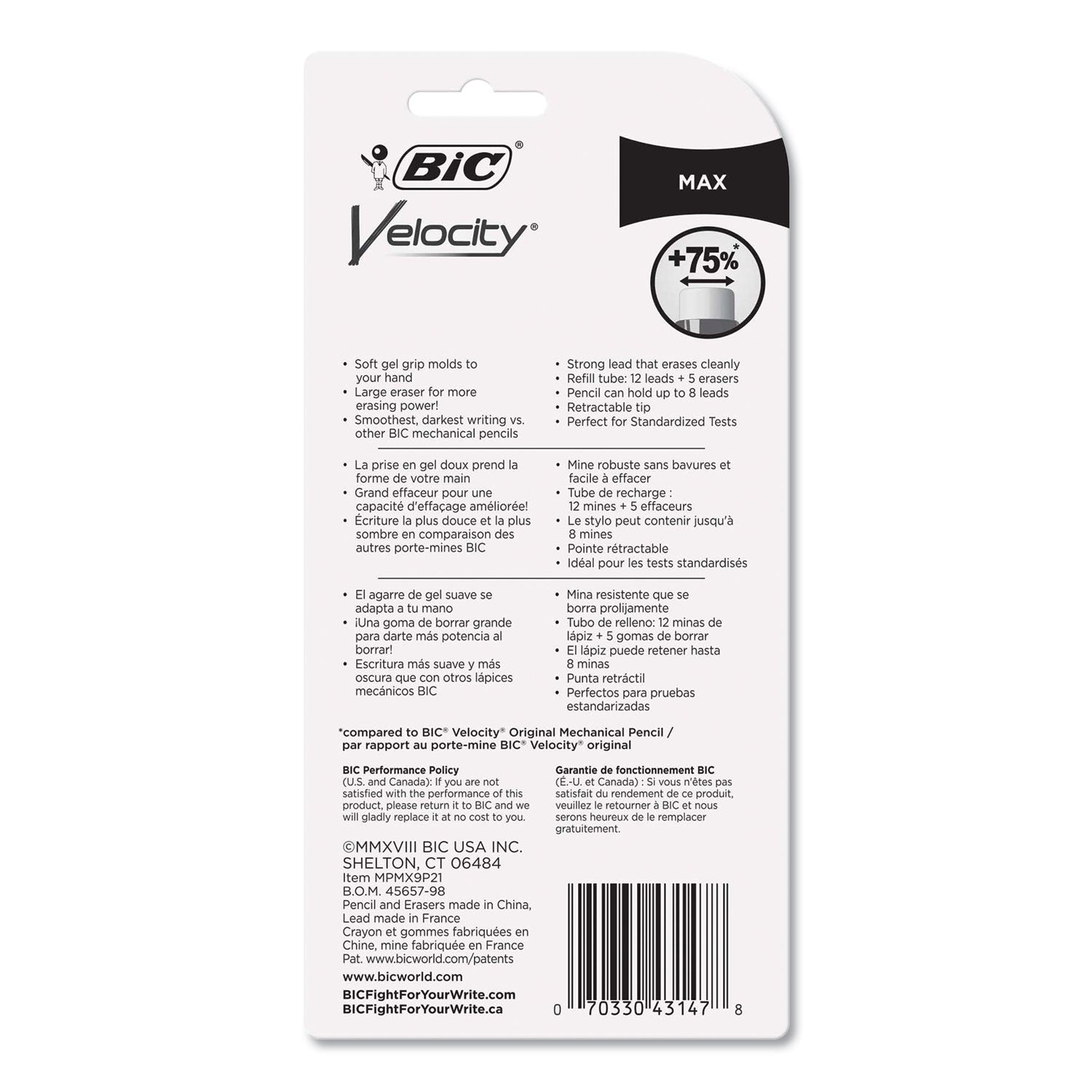 Velocity Max Pencil, 0.9 mm, HB (#2), Black Lead, Assorted Barrel Colors, 2/Pack