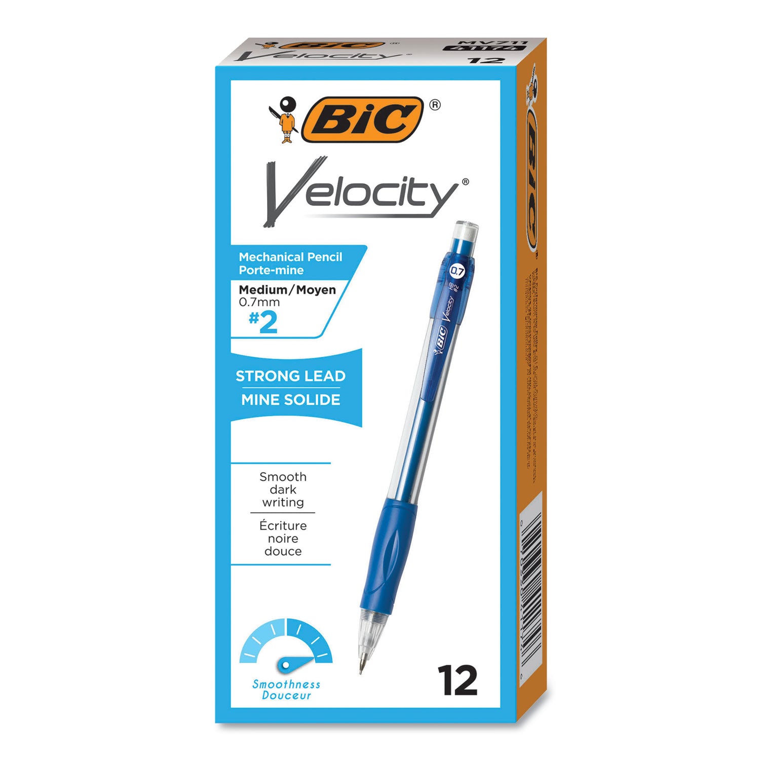 Velocity Original Mechanical Pencil, 0.7 mm, HB (#2), Black Lead, Blue Barrel, Dozen - 