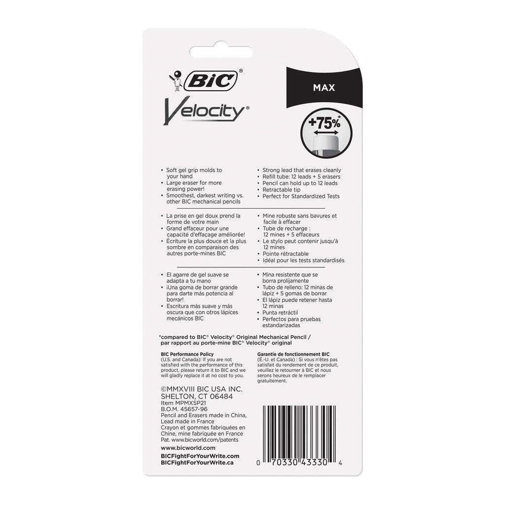 velocity-max-pencil-05-mm-hb-#2-black-lead-gray-barrel-2-pack_bicmpmx5p21 - 3
