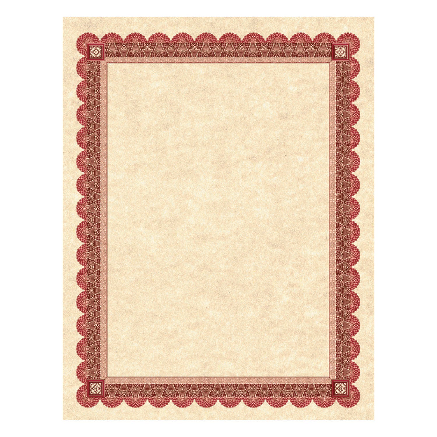 Parchment Certificates, Academic, 8.5 x 11, Copper with Red/Brown Border, 25/Pack - 
