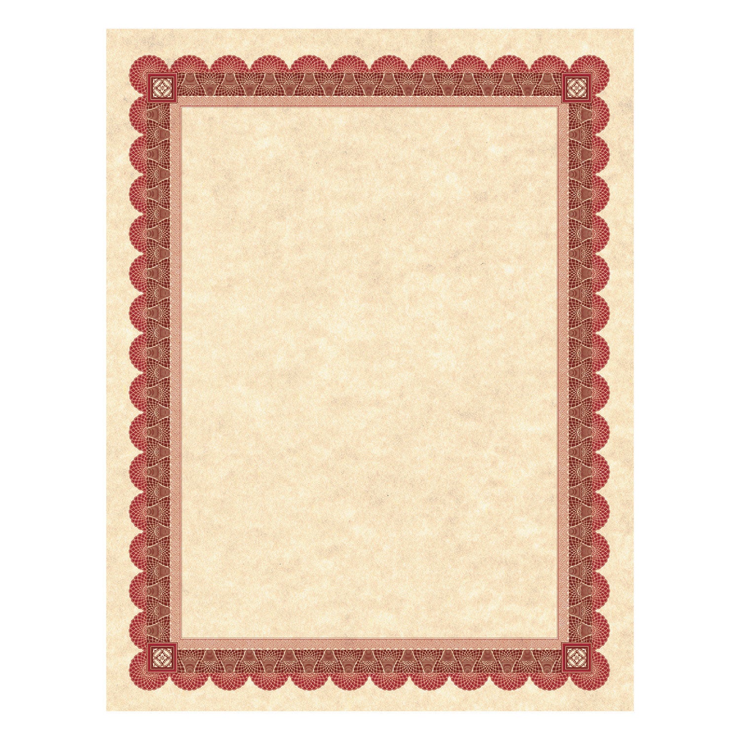 Parchment Certificates, Academic, 8.5 x 11, Copper with Red/Brown Border, 25/Pack - 