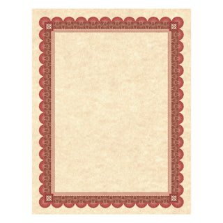Parchment Certificates, Academic, 8.5 x 11, Copper with Red/Brown Border, 25/Pack - 