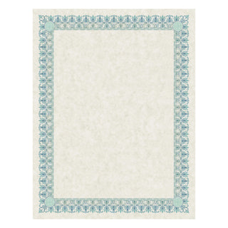 Parchment Certificates, Academic, 8.5 x 11, Ivory with Green/Blue Border, 25/Pack - 