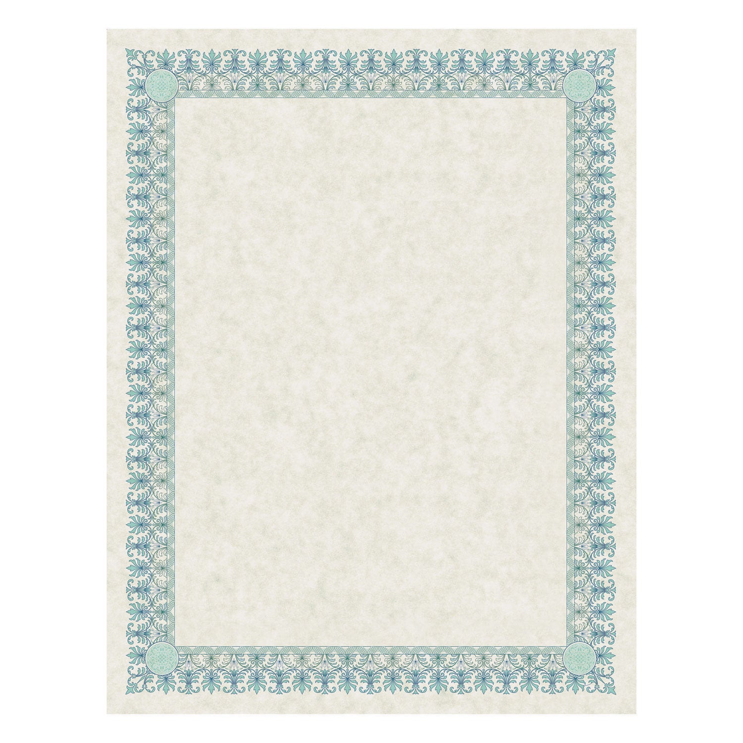 Parchment Certificates, Academic, 8.5 x 11, Ivory with Green/Blue Border, 25/Pack - 
