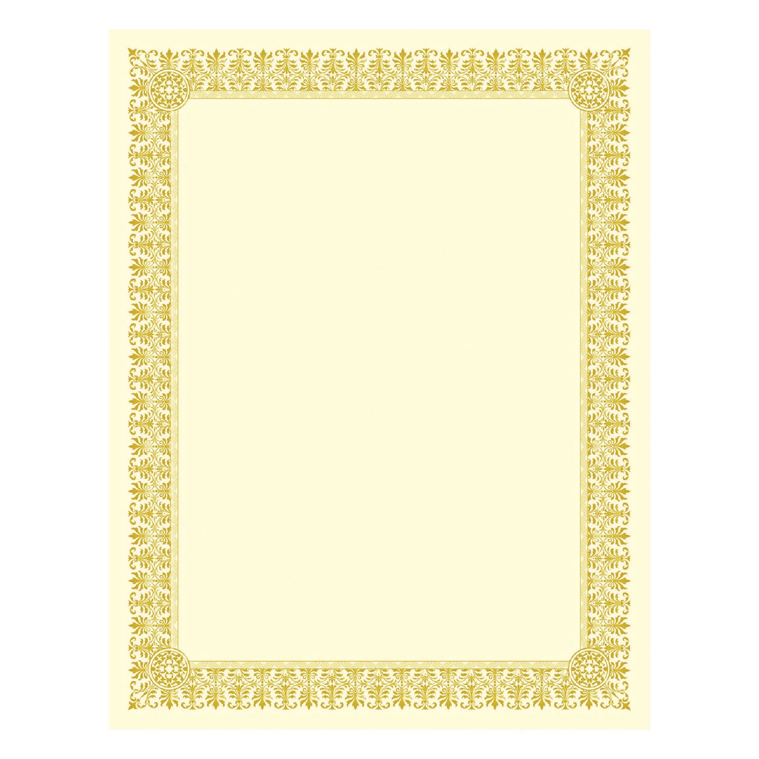 Premium Certificates, 8.5 x 11, Ivory/Gold with Fleur Gold Foil Border, 15/Pack - 