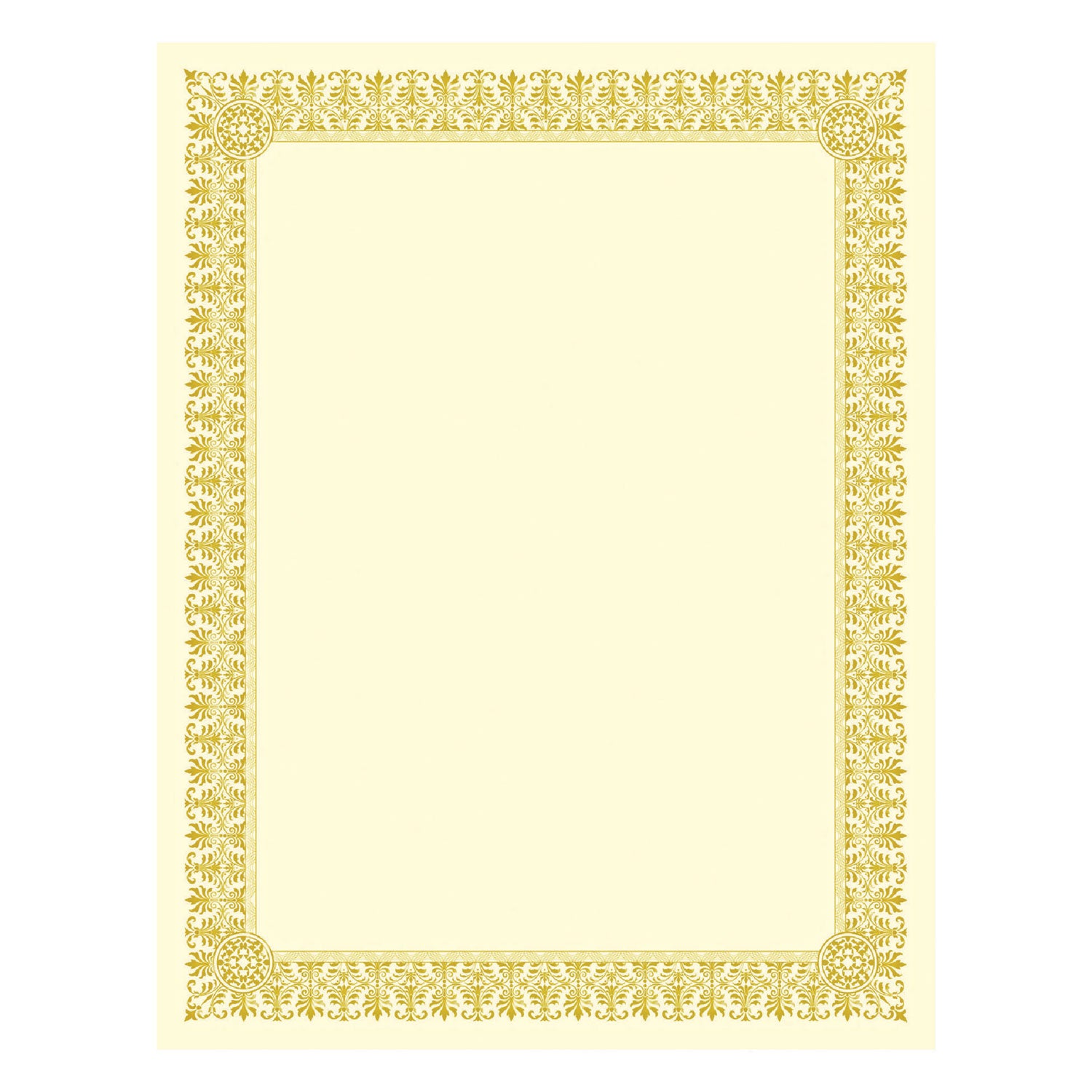 Premium Certificates, 8.5 x 11, Ivory/Gold with Fleur Gold Foil Border, 15/Pack - 