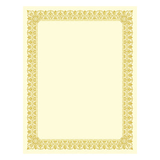 Premium Certificates, 8.5 x 11, Ivory/Gold with Fleur Gold Foil Border, 15/Pack - 