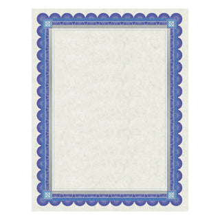 Parchment Certificates, Academic, 8.5 x 11, Ivory with Blue/Silver Foil Border, 15/Pack