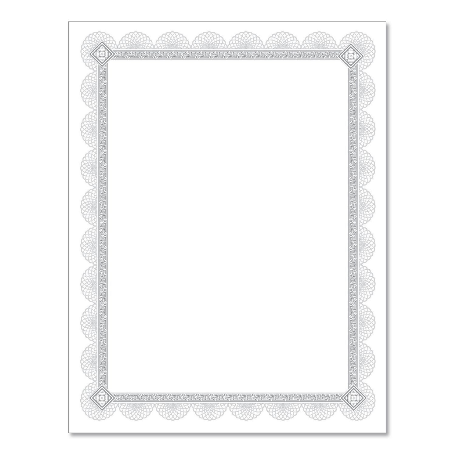 Premium Certificates, 8.5 x 11, White/Silver with Spiro Silver Foil Border,15/Pack