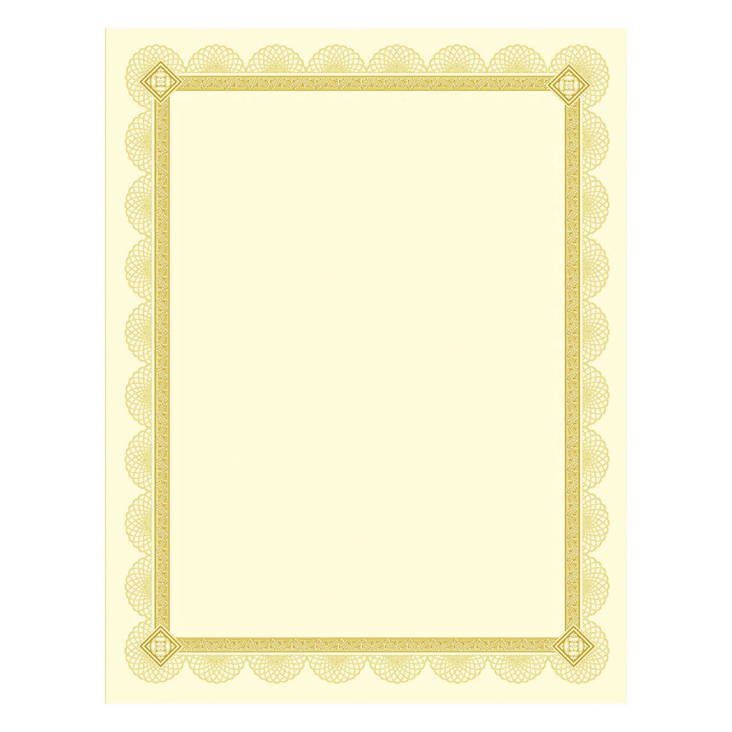 Premium Certificates, 8.5 x 11, Ivory/Gold with Spiro Gold Foil Border,15/Pack - 