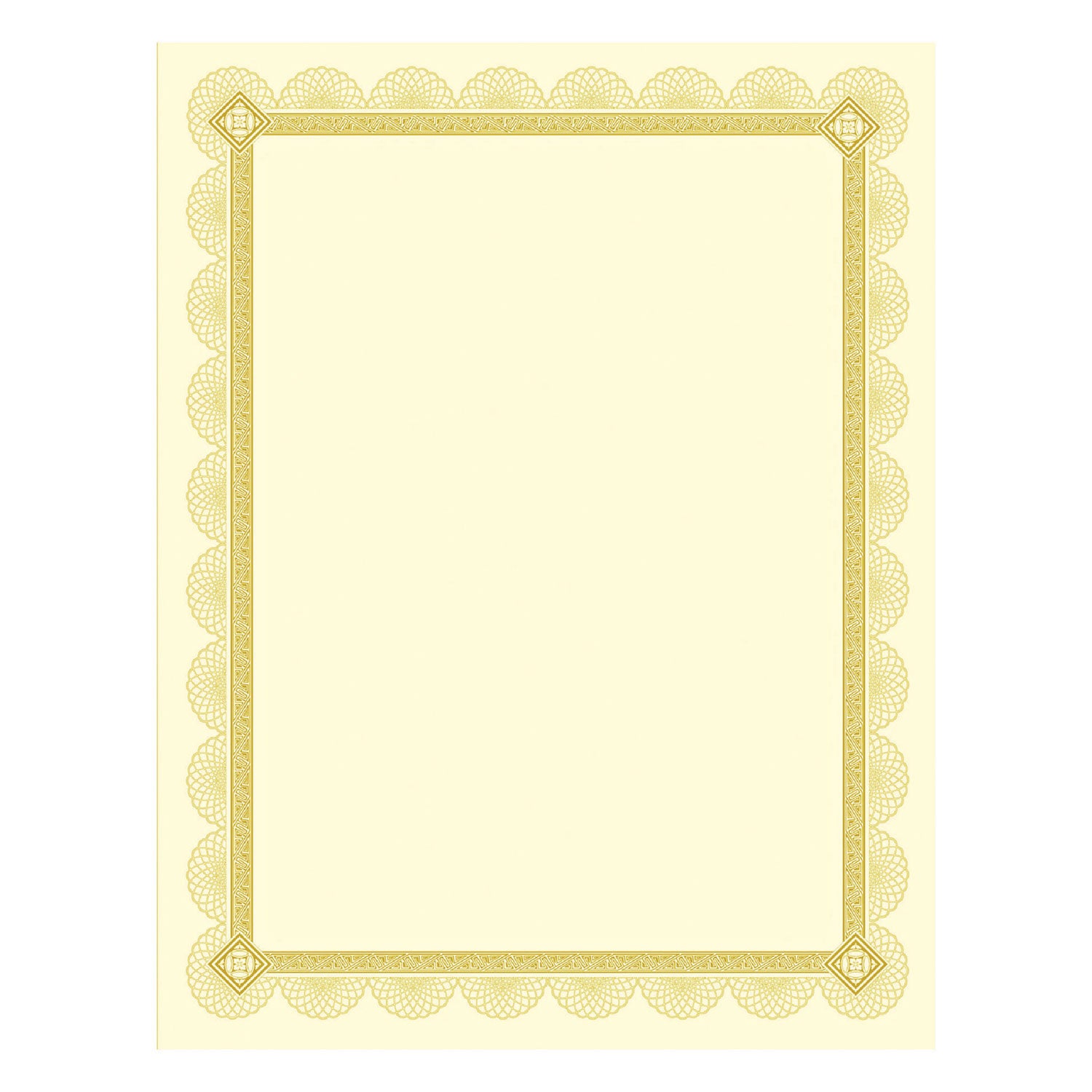 Premium Certificates, 8.5 x 11, Ivory/Gold with Spiro Gold Foil Border,15/Pack - 