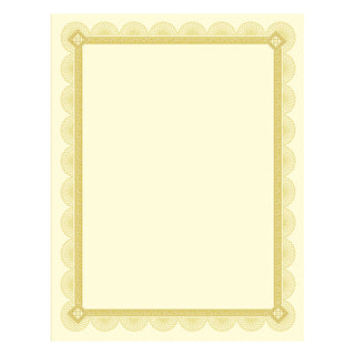 Premium Certificates, 8.5 x 11, Ivory/Gold with Spiro Gold Foil Border,15/Pack - 