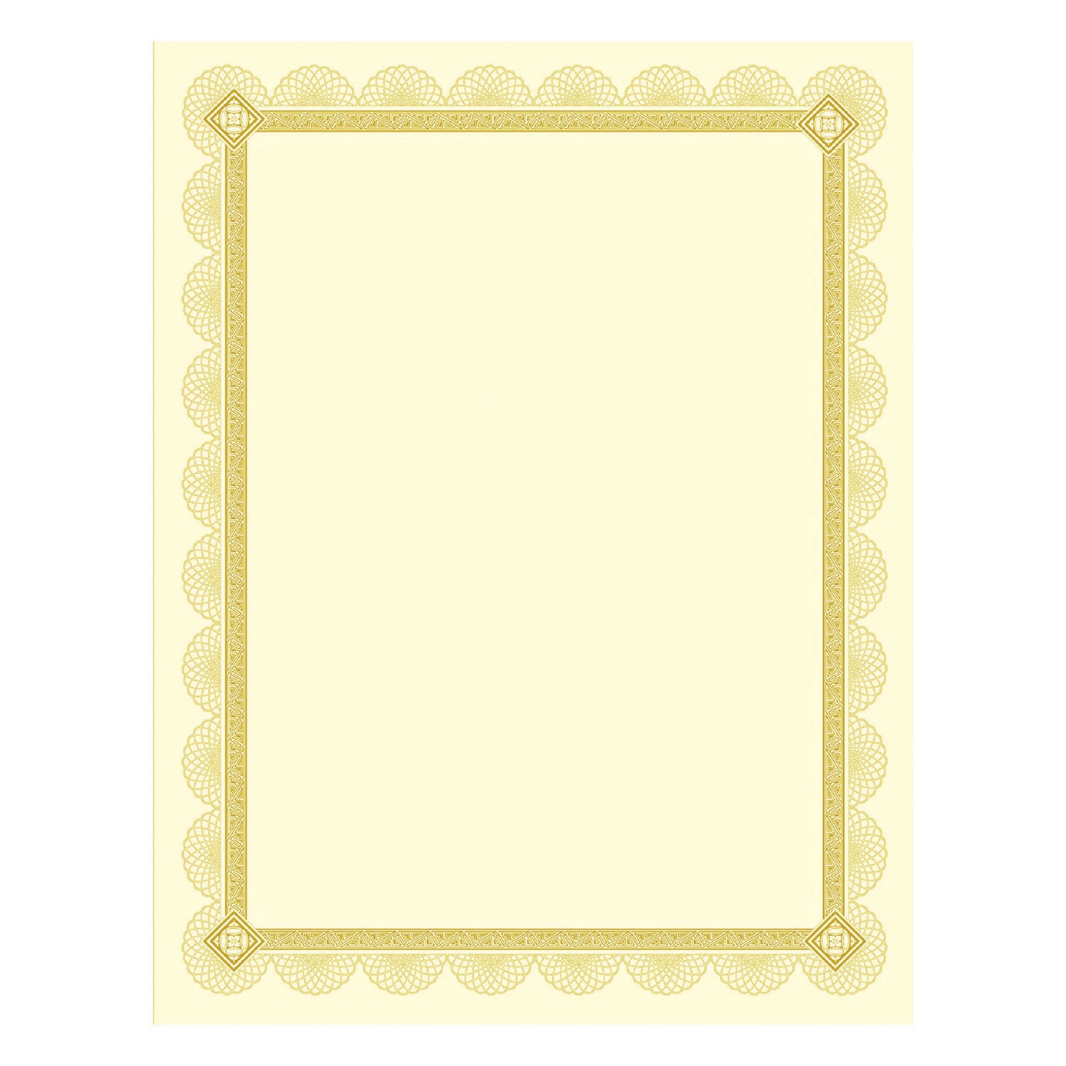 Premium Certificates, 8.5 x 11, Ivory/Gold with Spiro Gold Foil Border,15/Pack - 