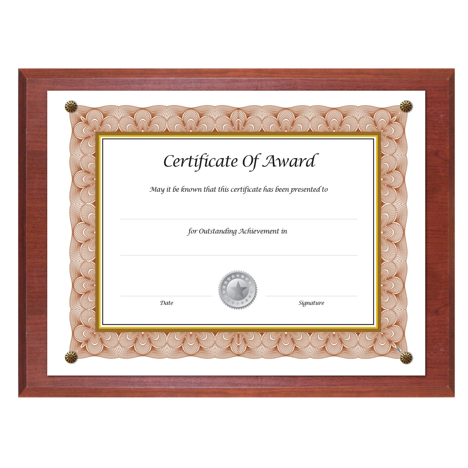Award-A-Plaque Document Holder, Acrylic/Plastic, 10.5 x 13, Mahogany - 