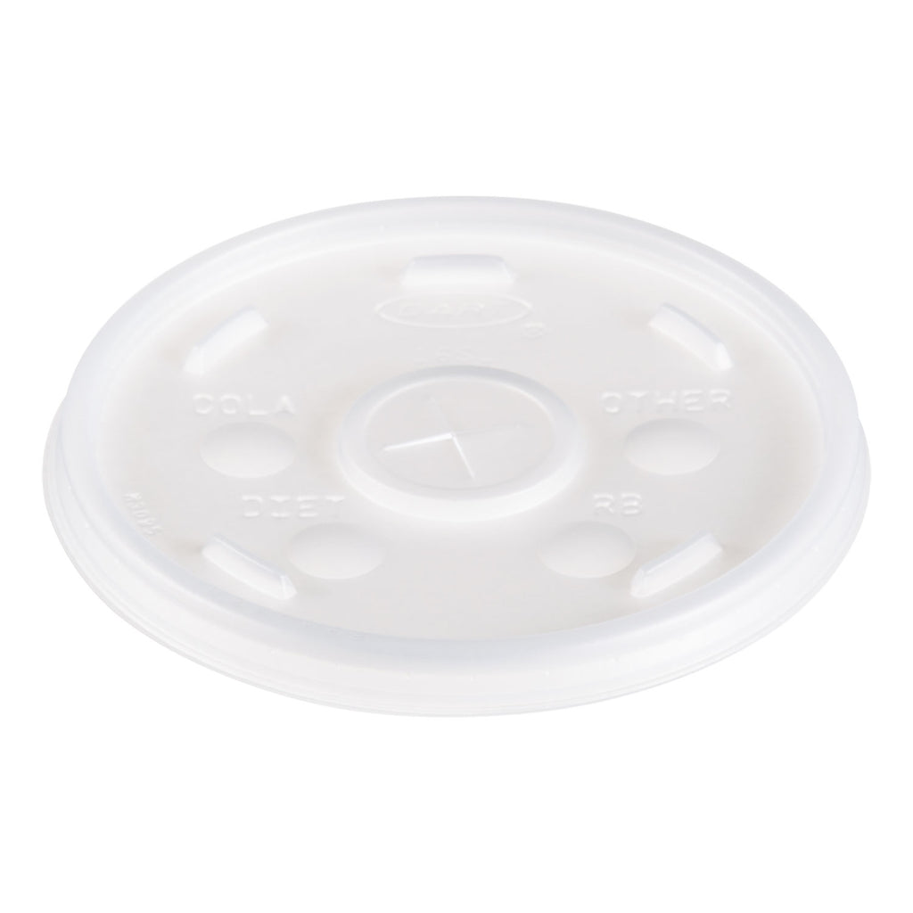 Plastic Lids, Fits 12 oz to 24 oz Hot/Cold Foam Cups, Straw-Slot Lid, White, 100/Pack, 10 Packs/Carton