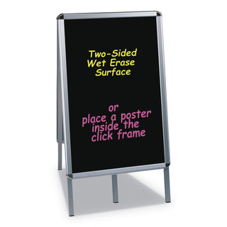 Wet Erase Board, Double Sided, 23 x 33, 42" Tall, Black Surface, Silver Aluminum Frame