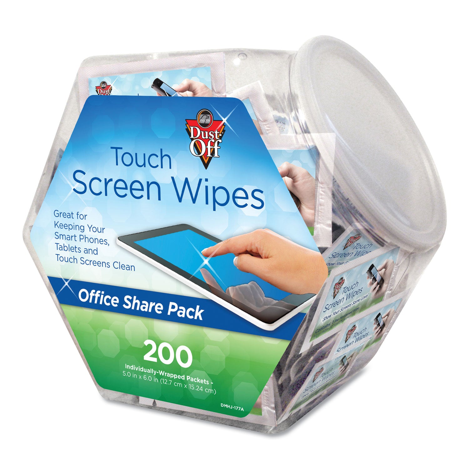 Touch Screen Wipes, 5 x 6, Citrus, 200 Individual Foil Packets in an Easy Grab Jar - 