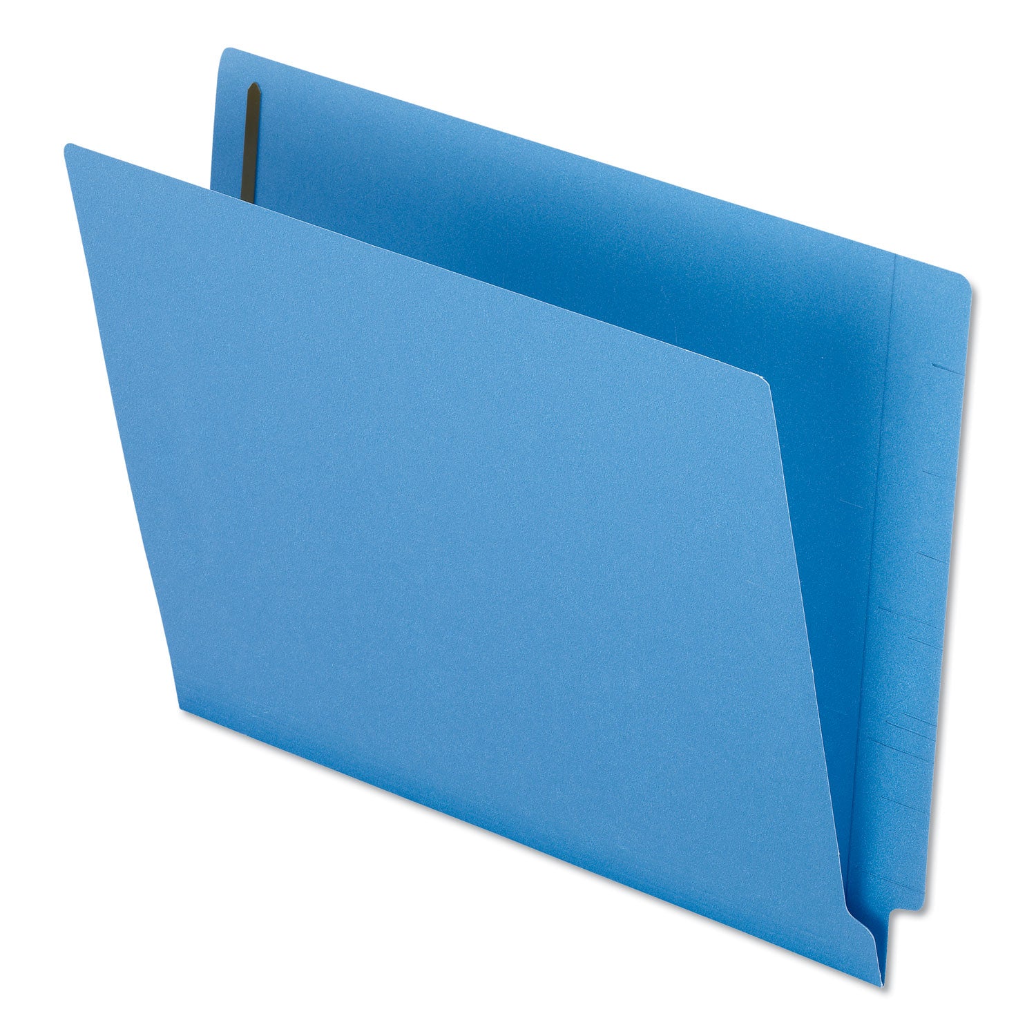 Colored Reinforced End Tab Fastener Folders, 0.75" Expansion, 2 Fasteners, Letter Size, Blue Exterior, 50/Box - 