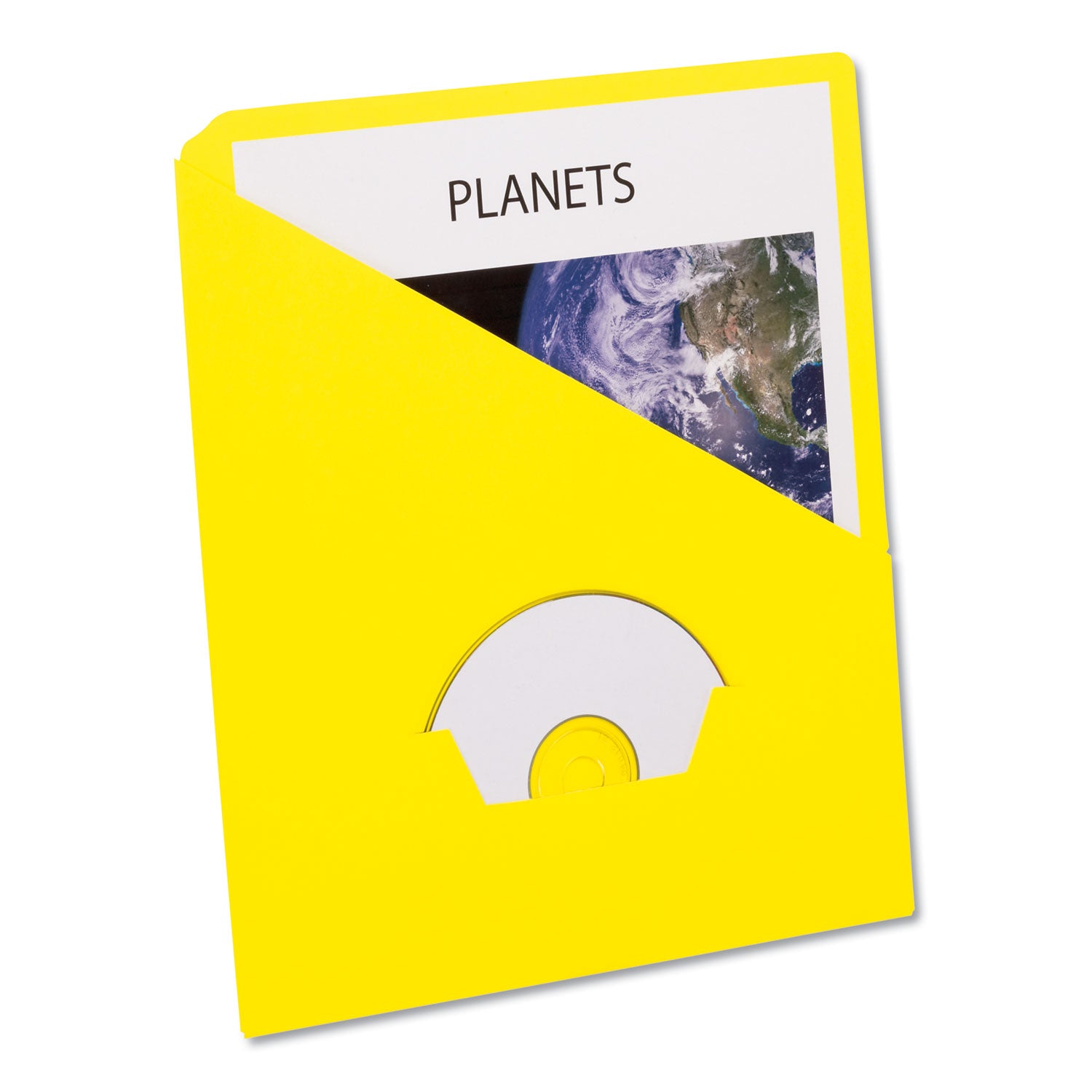 Slash Pocket Project Folders, 3-Hole Punched, Straight Tab, Letter Size, Yellow, 25/Pack - 