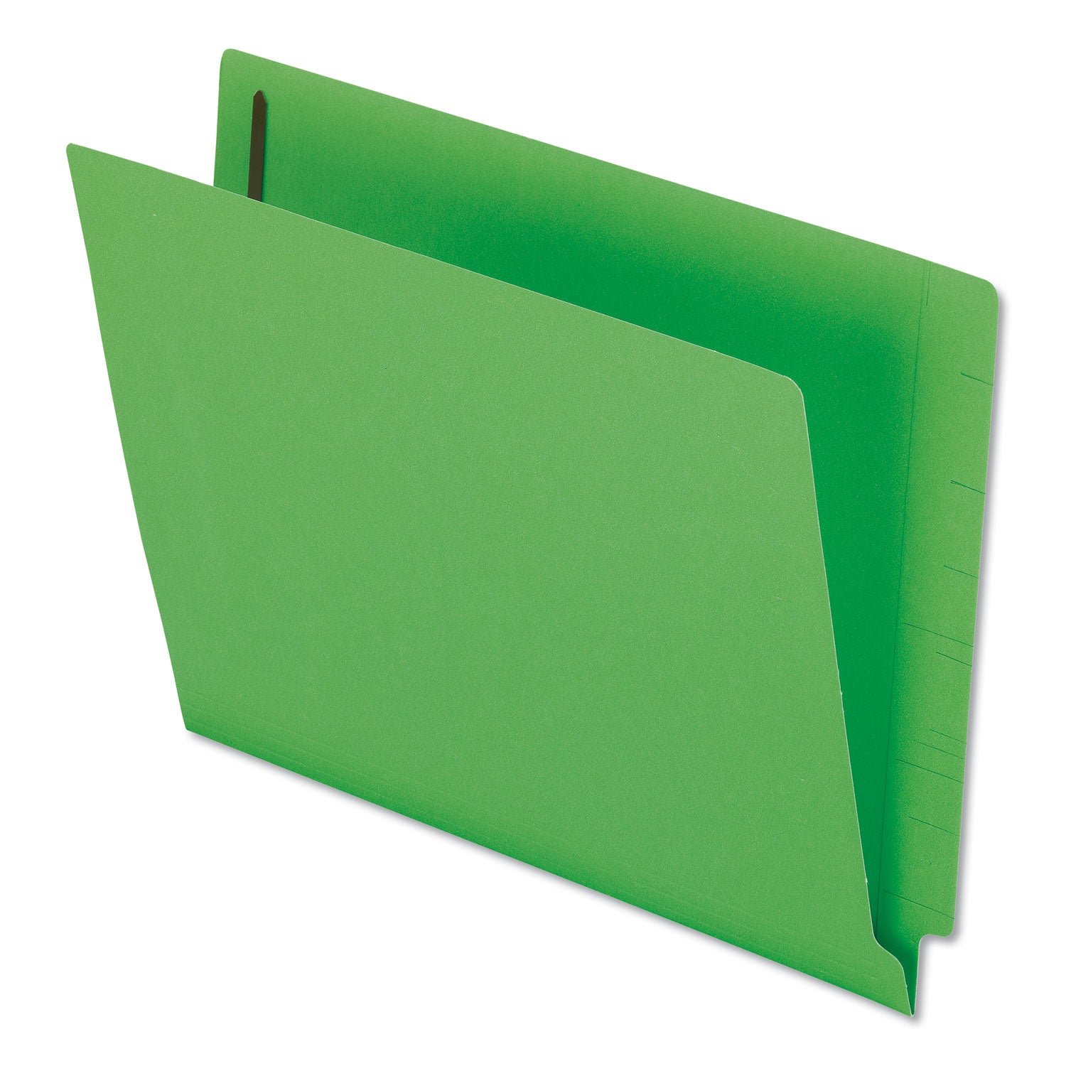 Colored Reinforced End Tab Fastener Folders, 0.75" Expansion, 2 Fasteners, Letter Size, Green Exterior, 50/Box - 