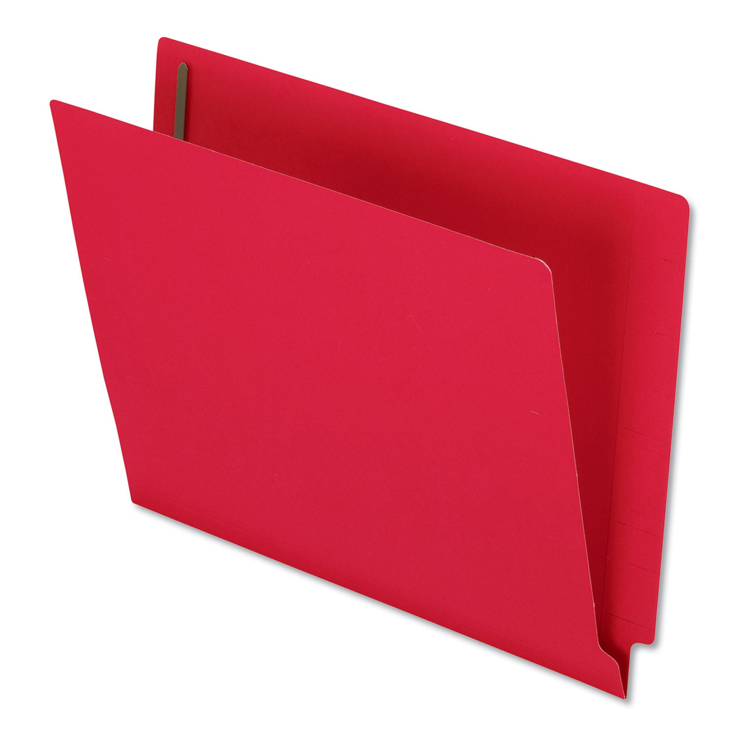 Colored Reinforced End Tab Fastener Folders, 0.75" Expansion, 2 Fasteners, Letter Size, Red Exterior, 50/Box - 