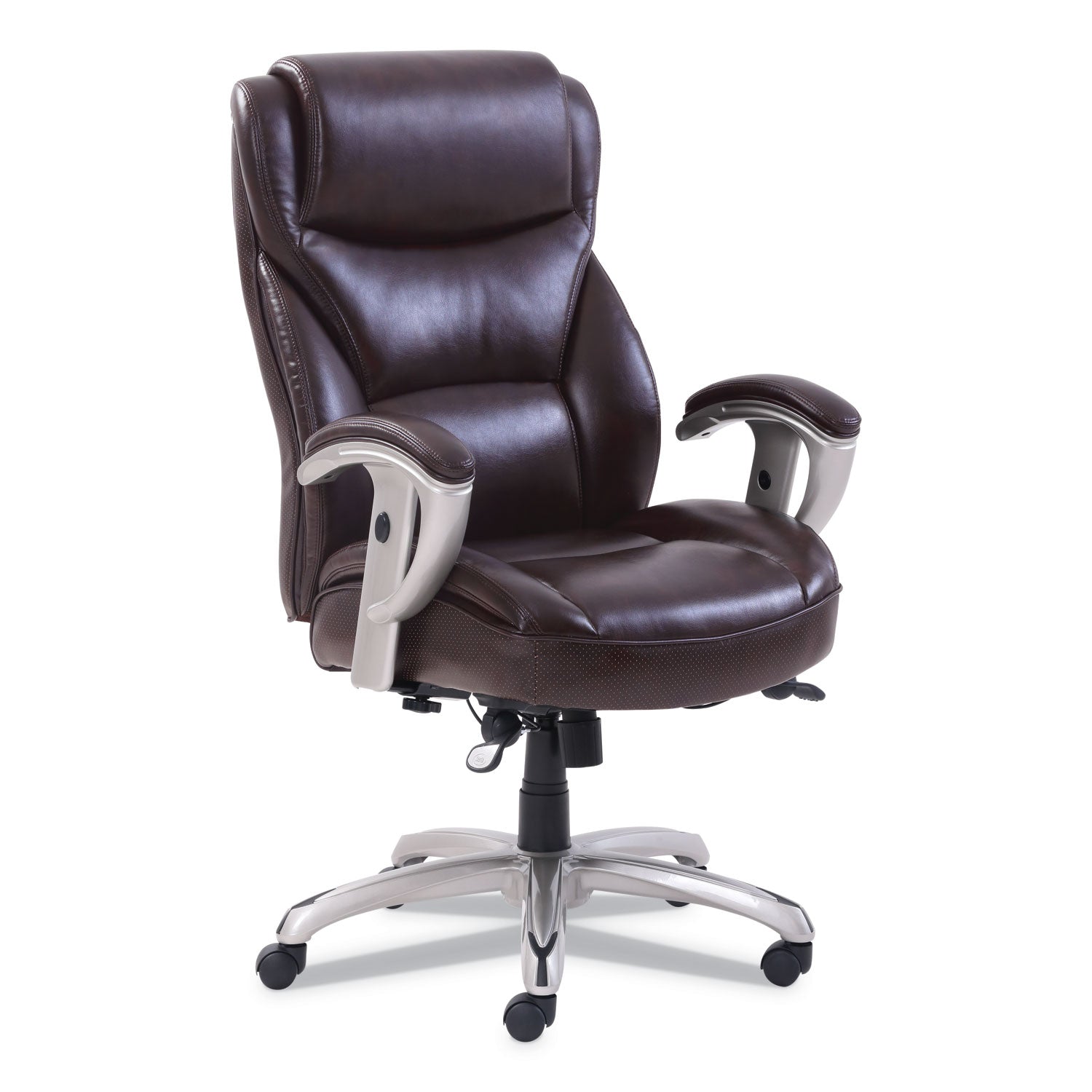 emerson-big-and-tall-task-chair-supports-up-to-400-lb-195-to-225-seat-height-brown-seat-back-silver-base_srj49416brw - 1
