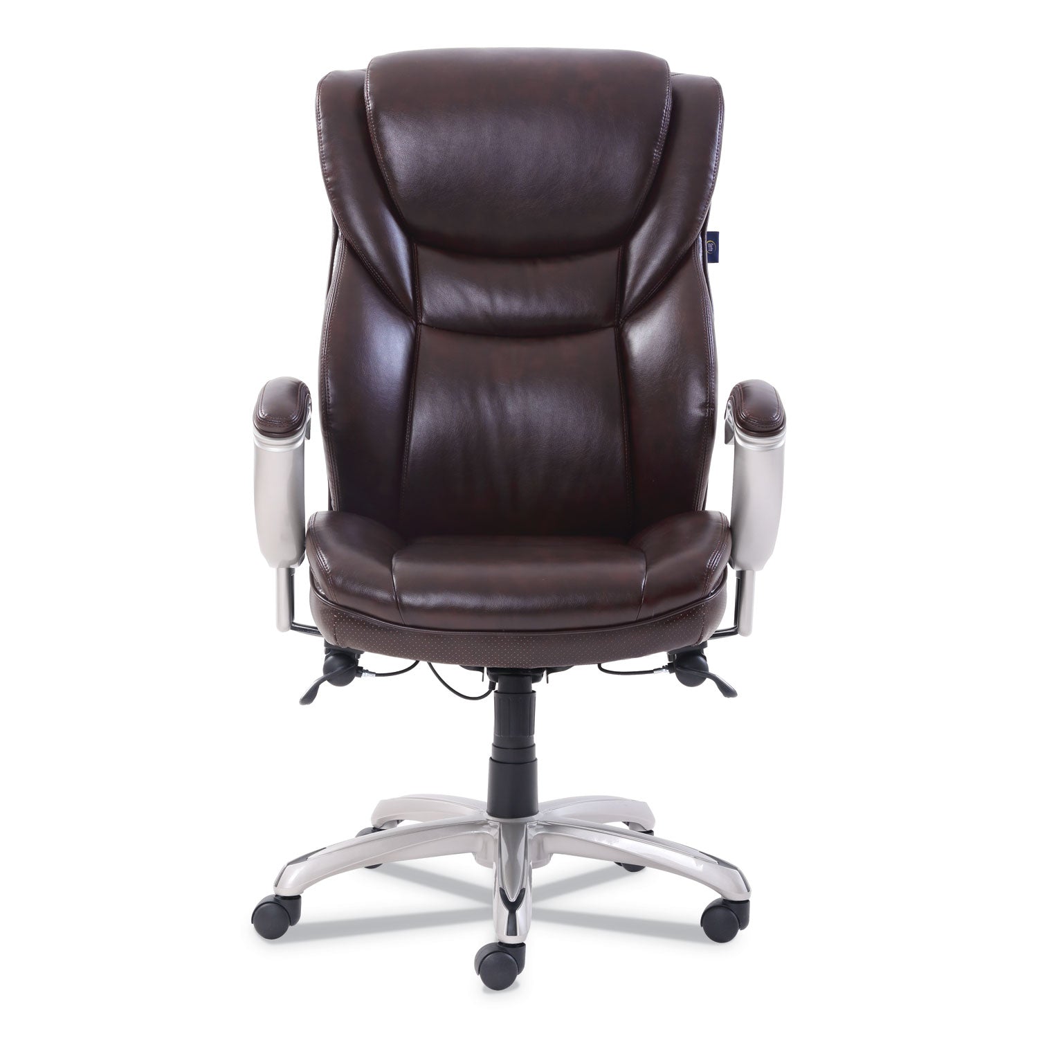emerson-executive-task-chair-supports-up-to-300-lb-19-to-22-seat-height-brown-seat-back-silver-base_srj49710brw - 2