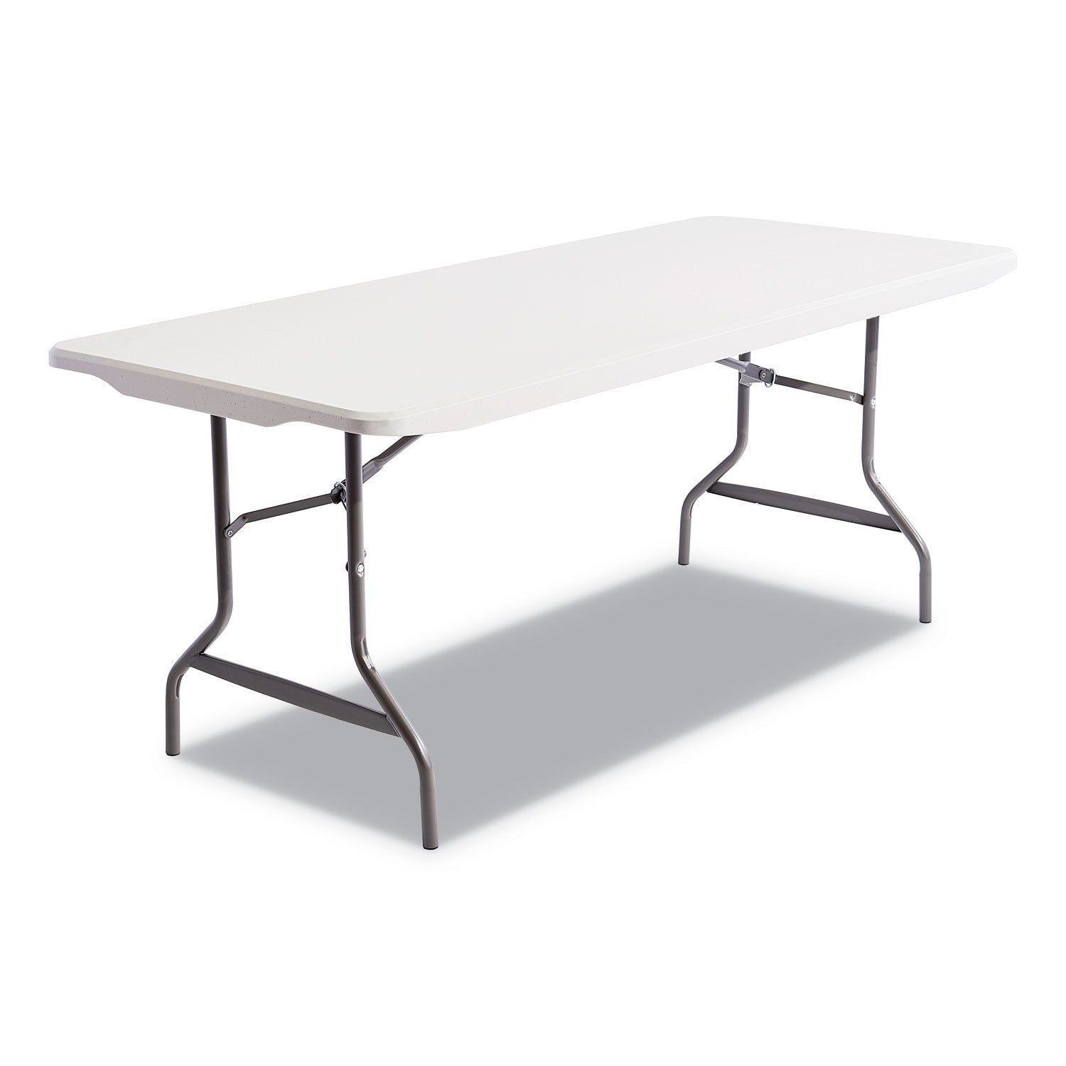 Resin Rectangular Folding Table, Square Edge, 72w x 30d x 29h, Platinum - 