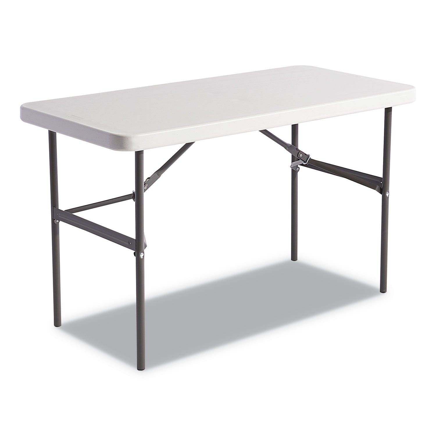 Banquet Folding Table, Rectangular, Radius Edge, 48w x 24d x 29h, Platinum/Charcoal - 