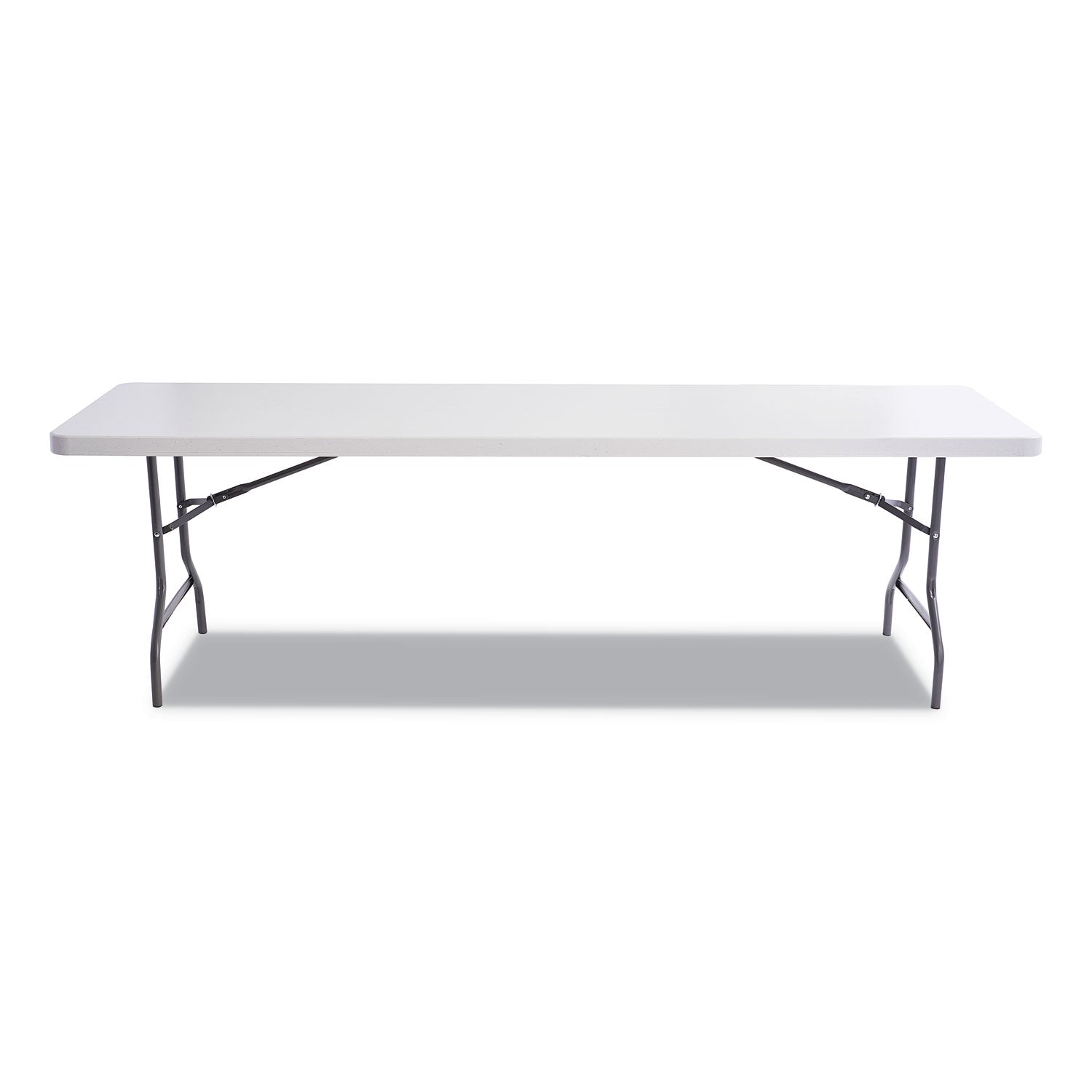 Resin Rectangular Folding Table, Square Edge, 96w x 30d x 29h, Platinum - 