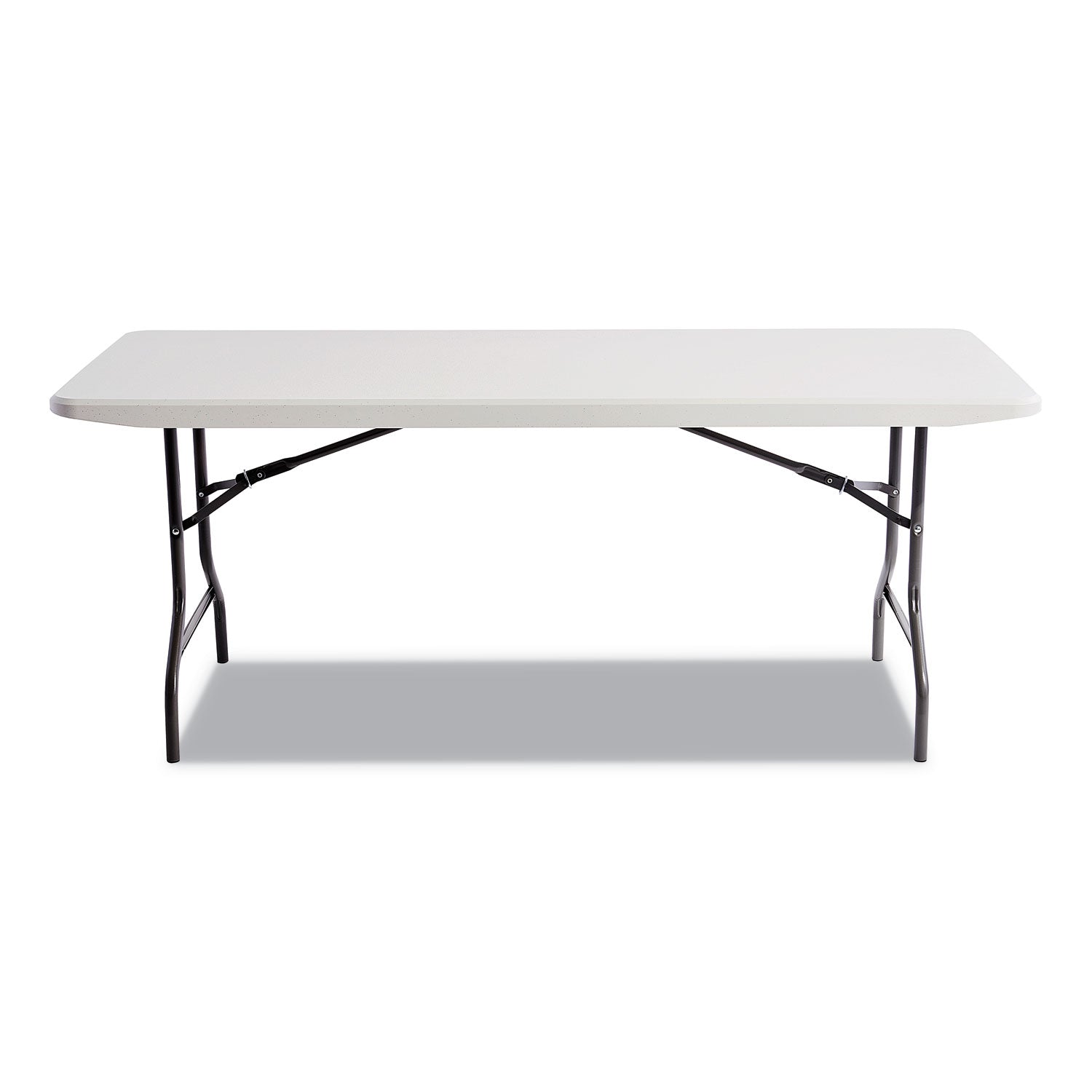 Resin Rectangular Folding Table, Square Edge, 72w x 30d x 29h, Platinum - 