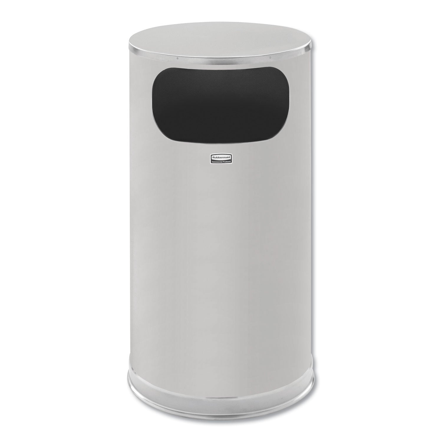 European and Metallic Series Waste Receptacle with Large Side Opening, 12 gal, Steel, Satin Stainless - 