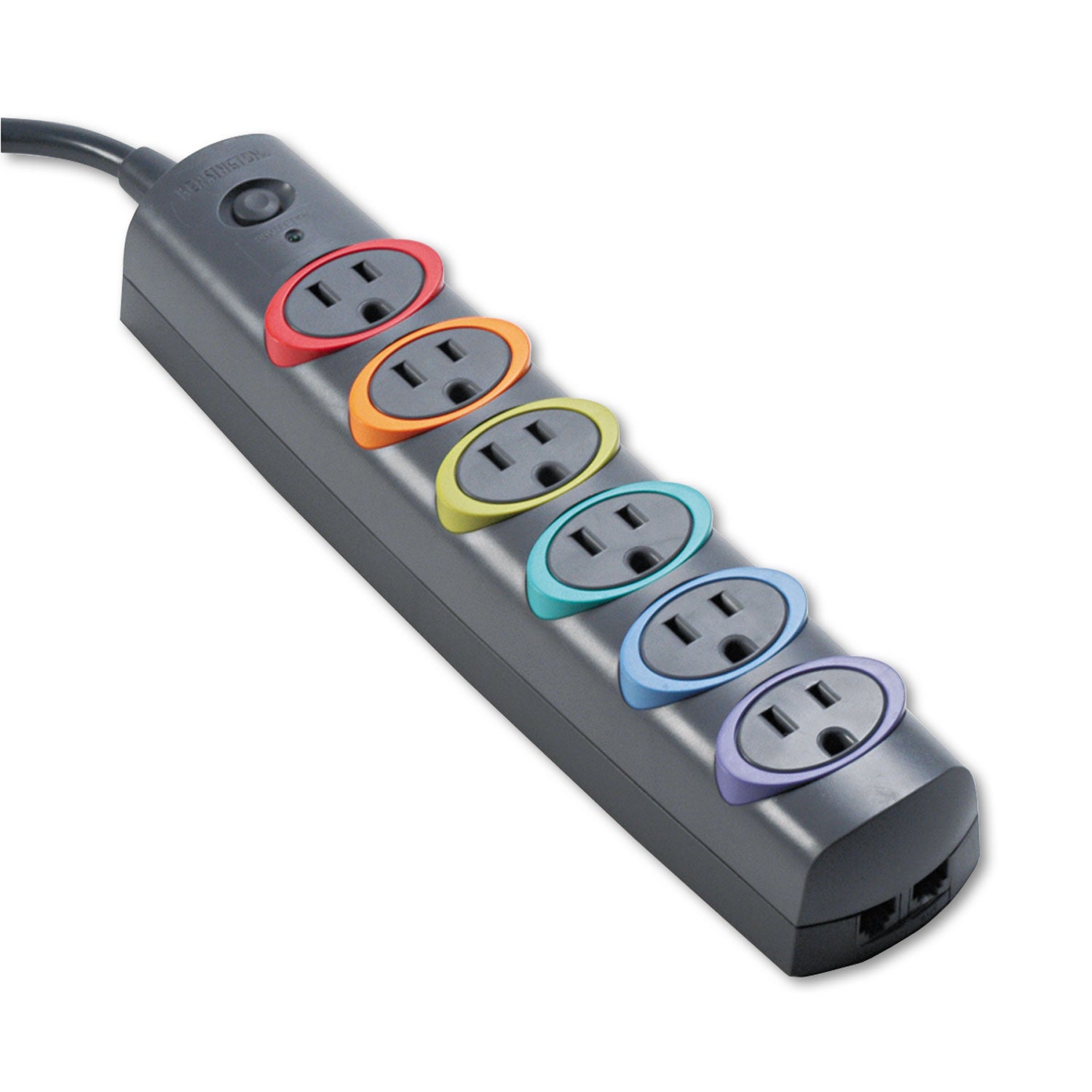 SmartSockets Color-Coded Strip Surge Protector, 6 AC Outlets, 6 ft Cord, 670 J, Black - 