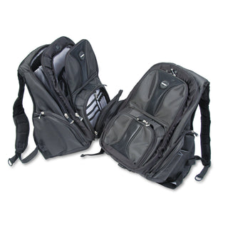 Contour Laptop Backpack, Fits Devices Up to 17", Ballistic Nylon, 15.75 x 9 x 19.5, Black - 