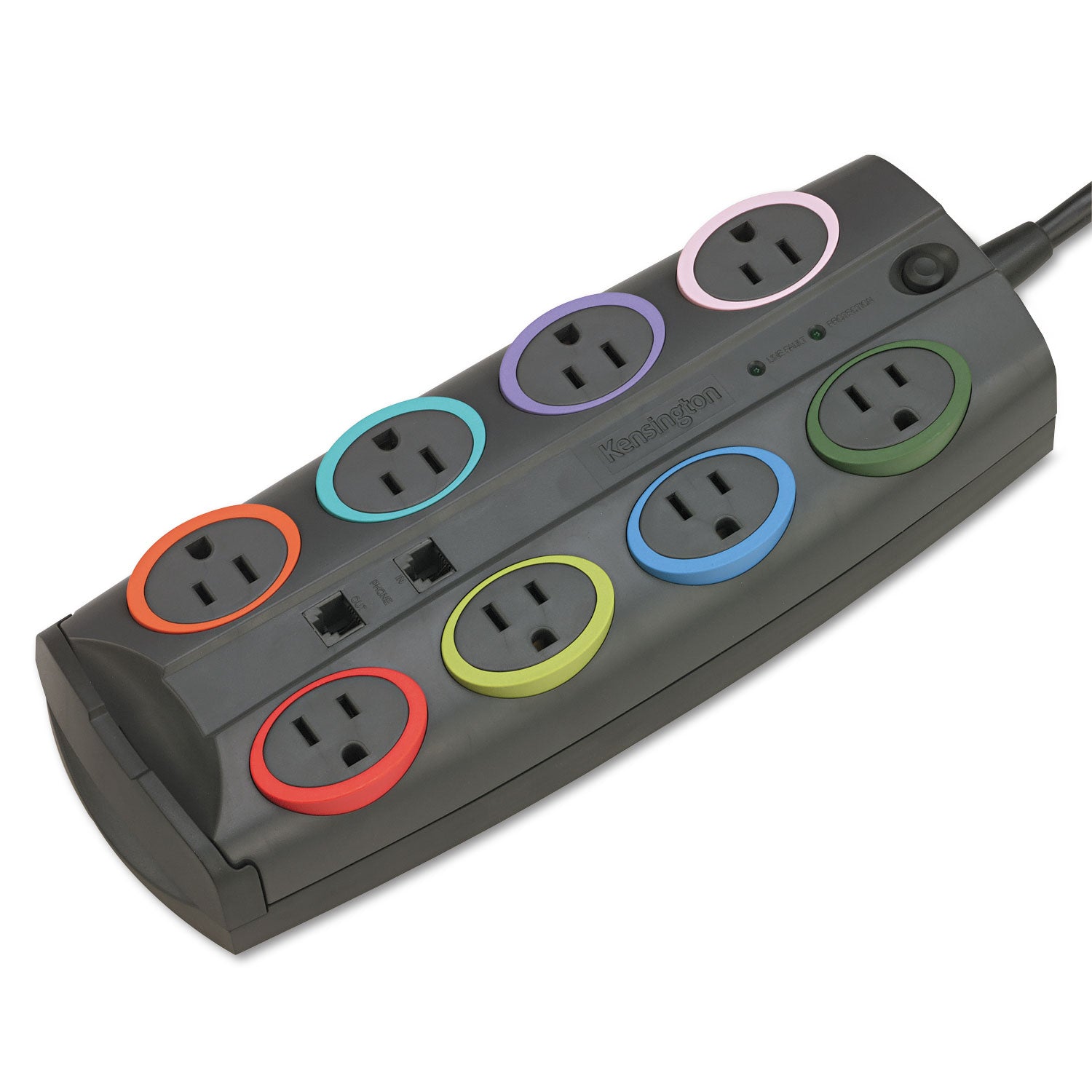 SmartSockets Surge Protector, 8 AC Outlets, 8 ft Cord, 3,090 J, Dark Gray - 