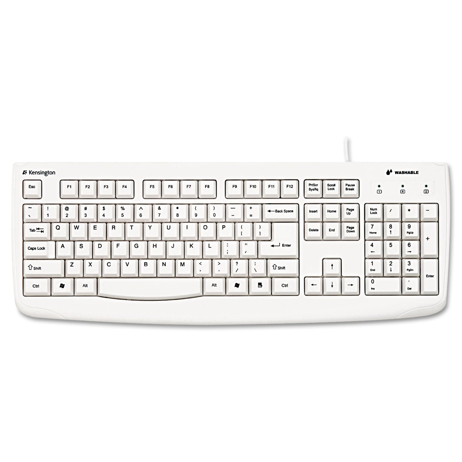 Pro Fit USB Washable Keyboard, 104 Keys, White - 
