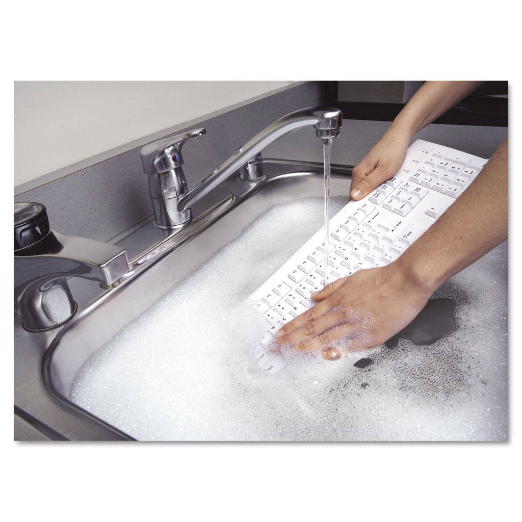Pro Fit USB Washable Keyboard, 104 Keys, White - 