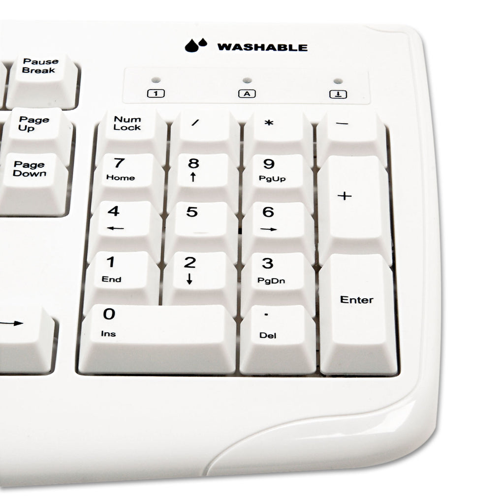 Pro Fit USB Washable Keyboard, 104 Keys, White - 