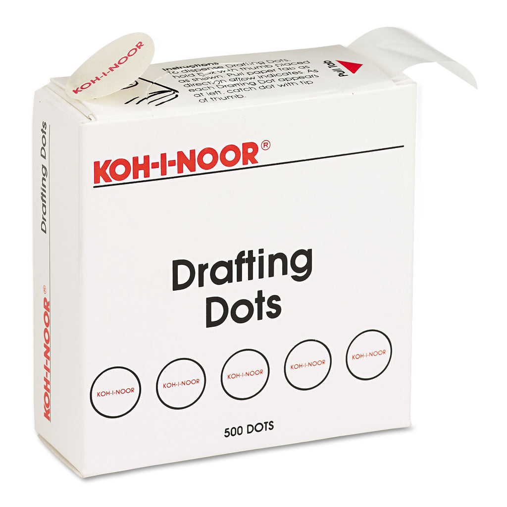 Adhesive Drafting Dots, 0.88" dia, Dries Clear, 500/Box - 