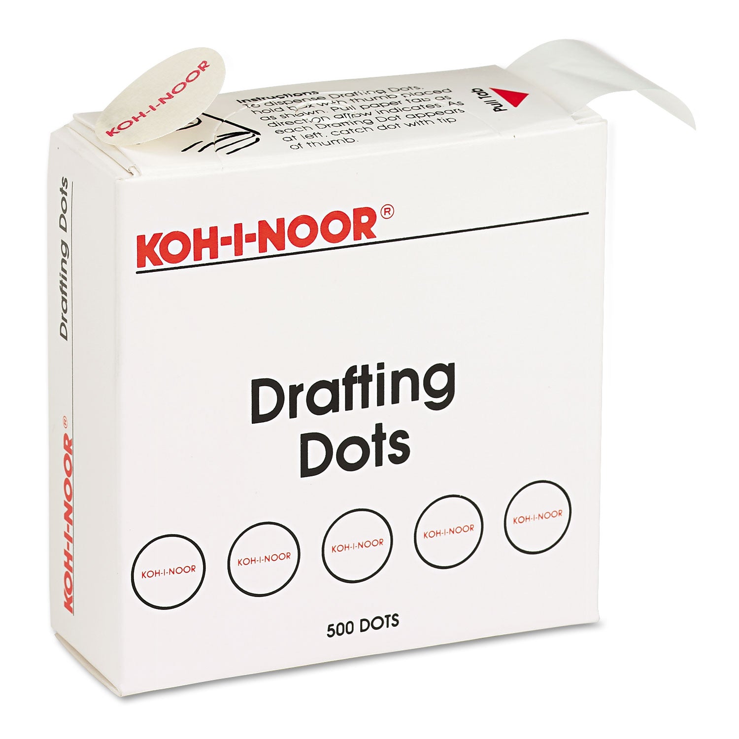 Adhesive Drafting Dots, 0.88" dia, Dries Clear, 500/Box - 