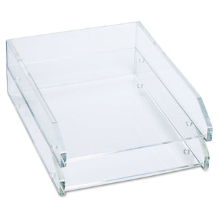 Clear Acrylic Letter Tray, 2 Sections, Letter Size Files, 10.5" x 13.75" x 2.5", Clear, 2/Pack - 