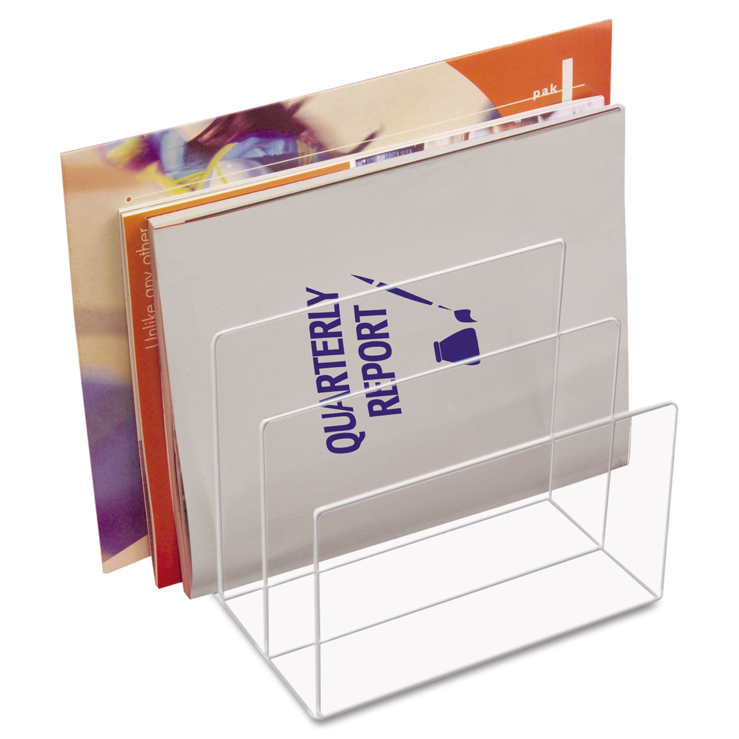 Clear Acrylic Desk File, 3 Sections, Letter to Legal Size Files, 8" x 6.5" x 7.5", Clear - 
